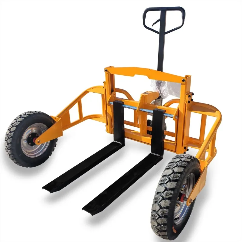 Durable 500kg 1000kg manual pallet truck with reinforced hydraulic springs for use on uneven surfaces