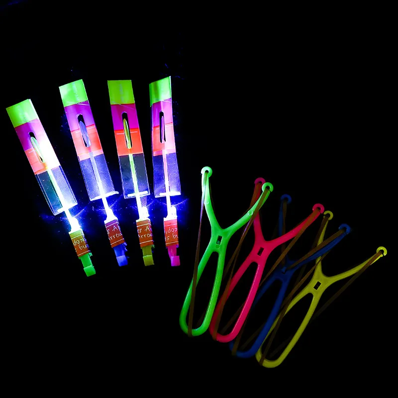 1/3Pcs LED Light Shooting Catapult Flying Toys Luminous Rocket Helicopter Rubber Band Catapult Flying Toy for Kids Boys Gifts