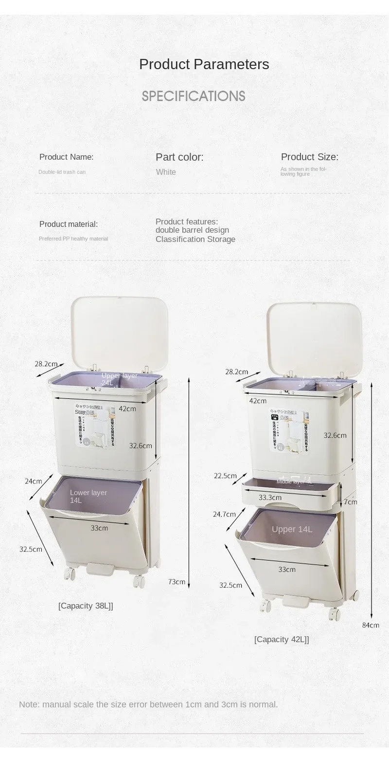 Imagem -05 - Multilayer Trash Sorting Bin Double Deck Cozinha Waste Organizer Ecofriendly Dustbin para Casas e Restaurantes