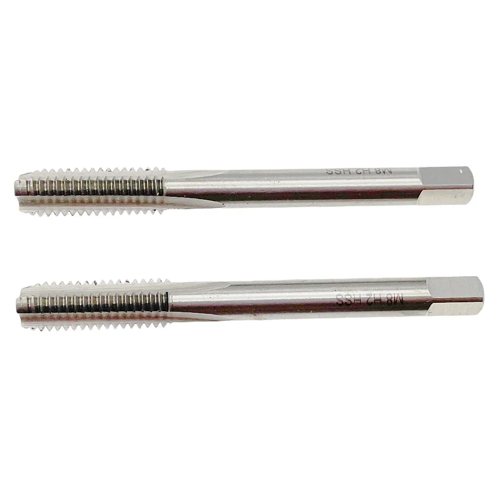 2Pcs M8 x 1.25 Tap RH M8x1.25 Tap Set Drill Tools Right Hand M8 x 1.25 Thread Tap M8x1.25 Threading Tool HSS M8 x 1.25 Hand Tool