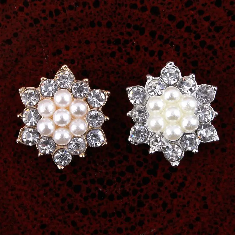 20 adet/grup 17mm temizle alaşım kristal Flatback düğmeler çocuklar kızlar için saç aksesuarları/süsler Bling Metal Rhinestone düğmeler