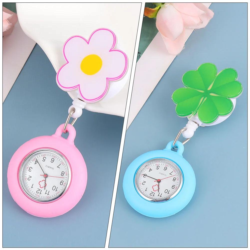 

2Pcs Nurse Watches Large Dial Professional Clip-on Ergonomic Retractable Pocket Watch Convenient Nursing Accessories