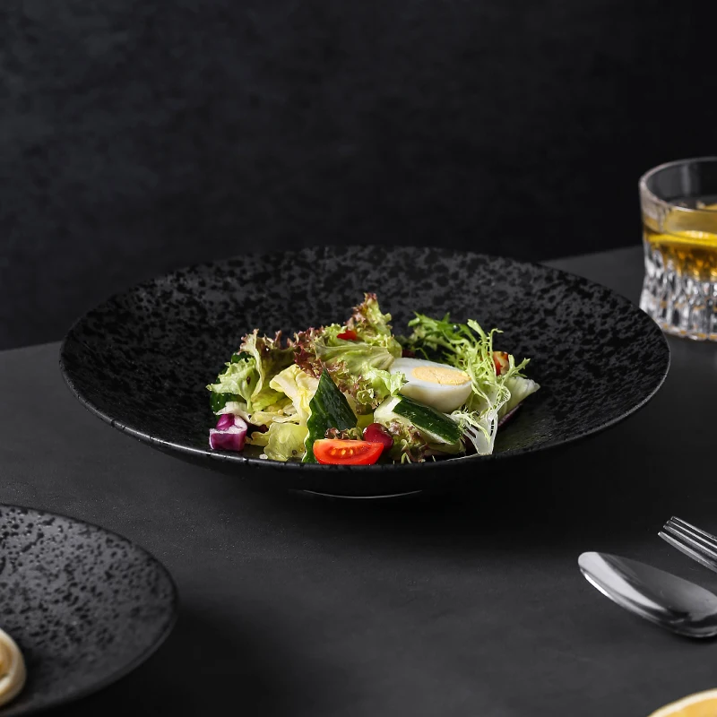 

Retro Coarse Pottery Plate Restaurant Thick Soup Plate Pasta Dish Dessert Salad Plate Serving Plates Molecular Cuisine Tableware