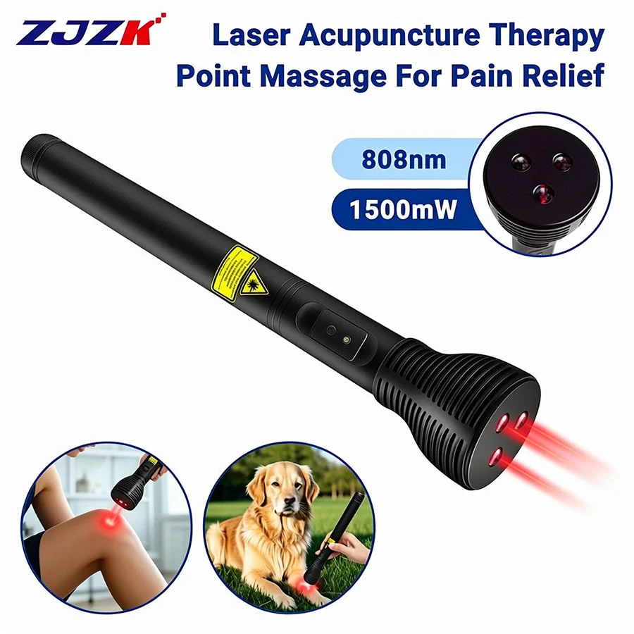 Home Use Handheld 808nm Red Light Therapy Device Cold Laser Acupuncture Points for Skin Scar Healing 1500mW