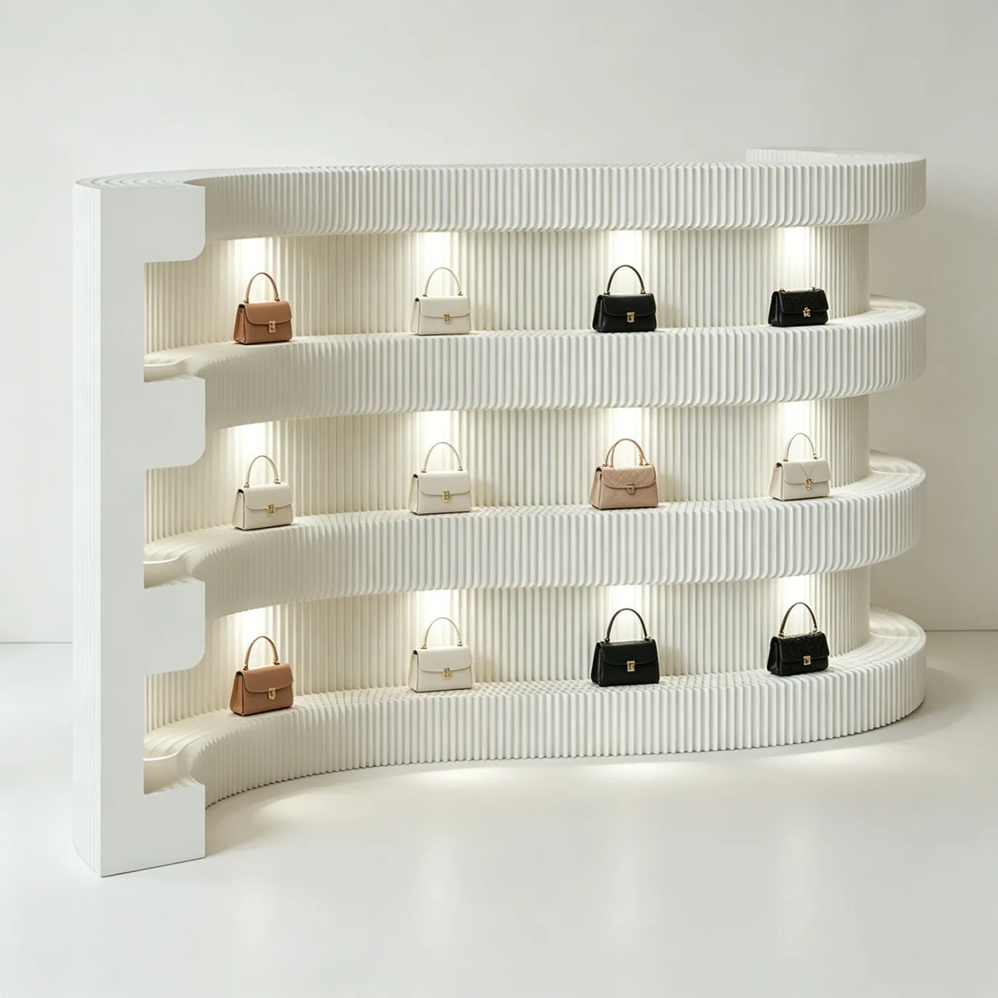 Commercial Paper Wall Display Cabinet Product Sample Honor Wall Cabinet Exhibition Folding Telescopic Shelf Display Light Glow