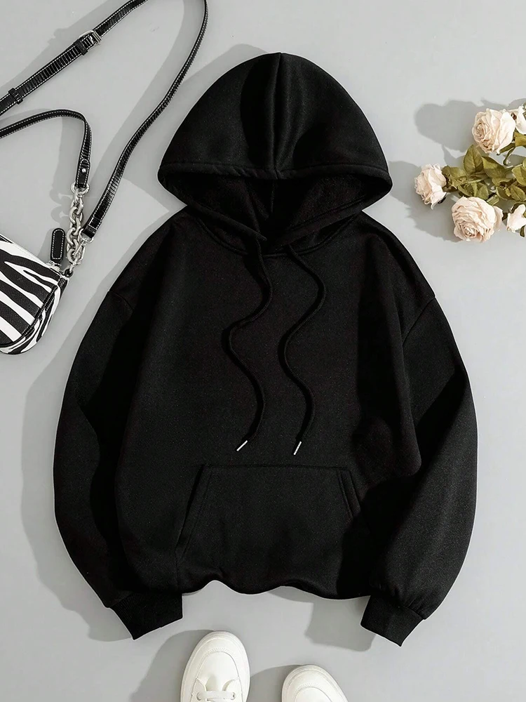 Paris Simple Letter Pattern Print Female  Hoodies Fashion Casual Hoodie Oversize Loose Sweatshirts Autumn Warm   Fleece Clothing