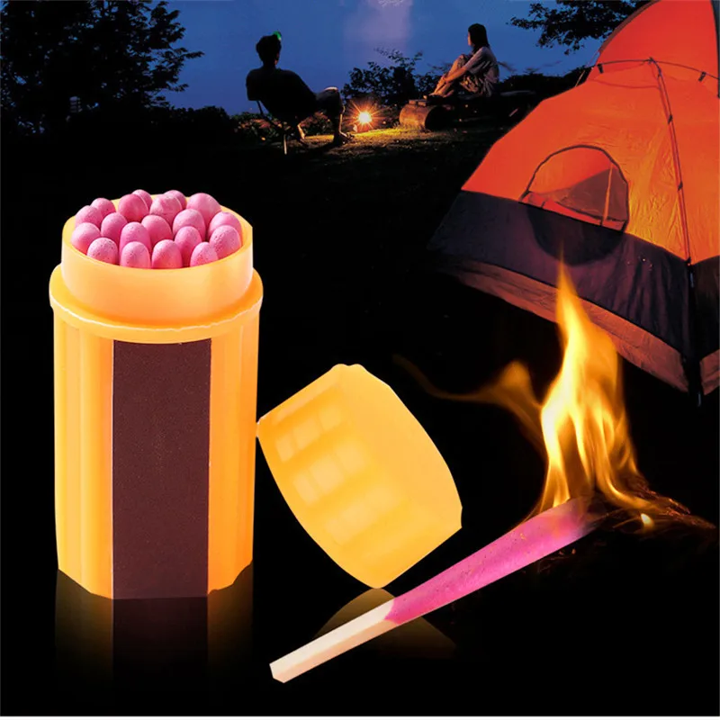Outdoor Camping Portable Matchsticks Windproof Waterproof Matches Emergency Survival Combustion Ignition Equipment 20pcs (box)