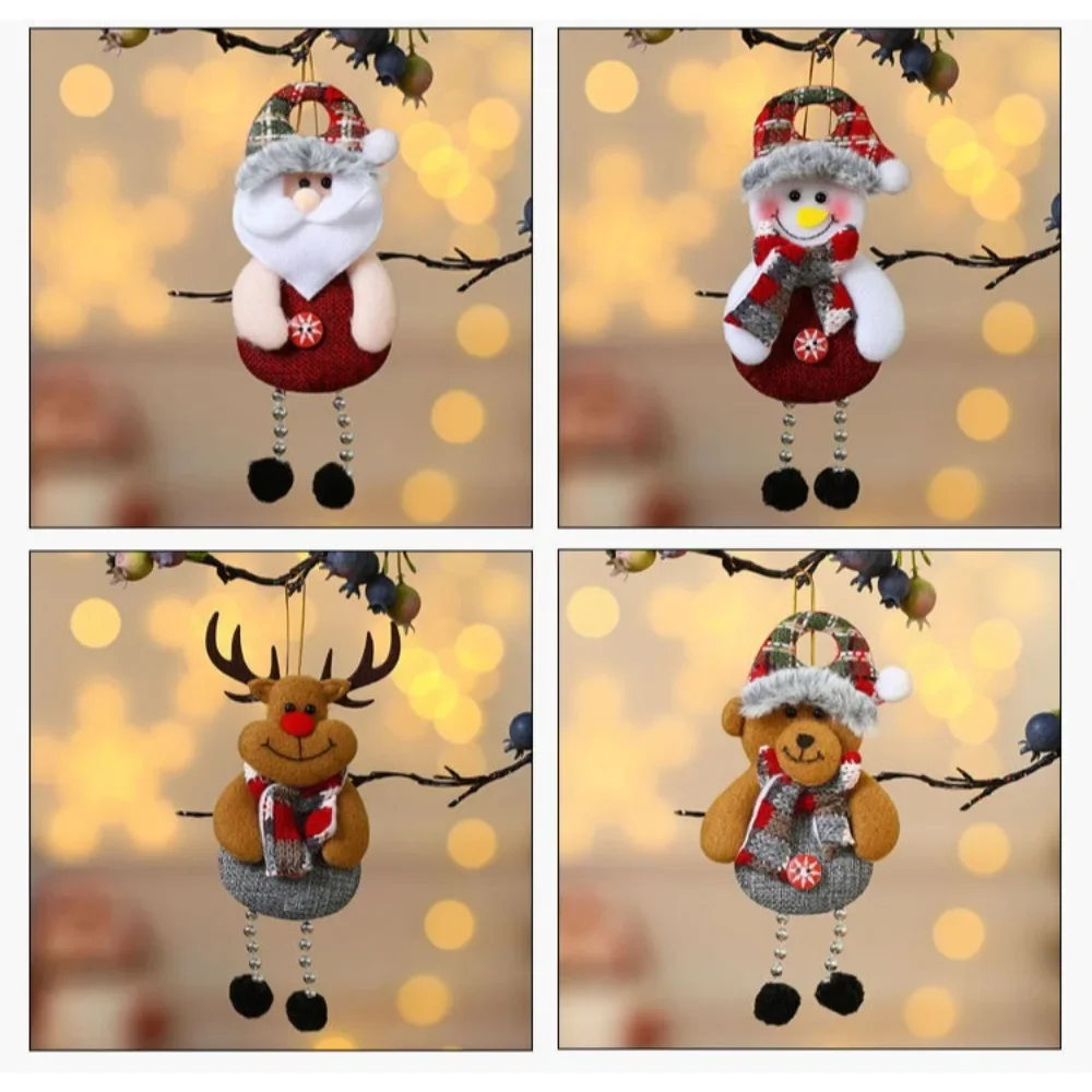 4 Pieces Christmas Decoration Items Christmas Cute Decorations Snowman Deer Christmas Tree Ornaments for New Year Party Supplies