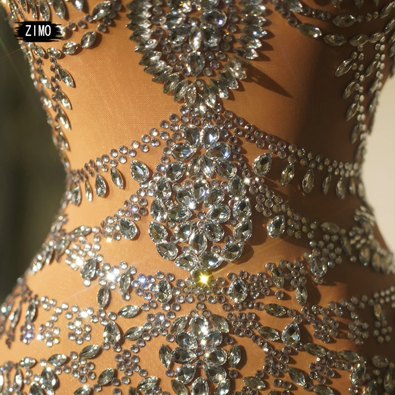 ชุดบอดี้สูทประดับพลอยเทียมแวววาวและเสื้อโค้ทสีดำสำหรับปาร์ตี้ไนท์คลับเสื้อผ้าวันเกิดชุดเต้นรำแบบเสาสำหรับเวทีลากราชินี