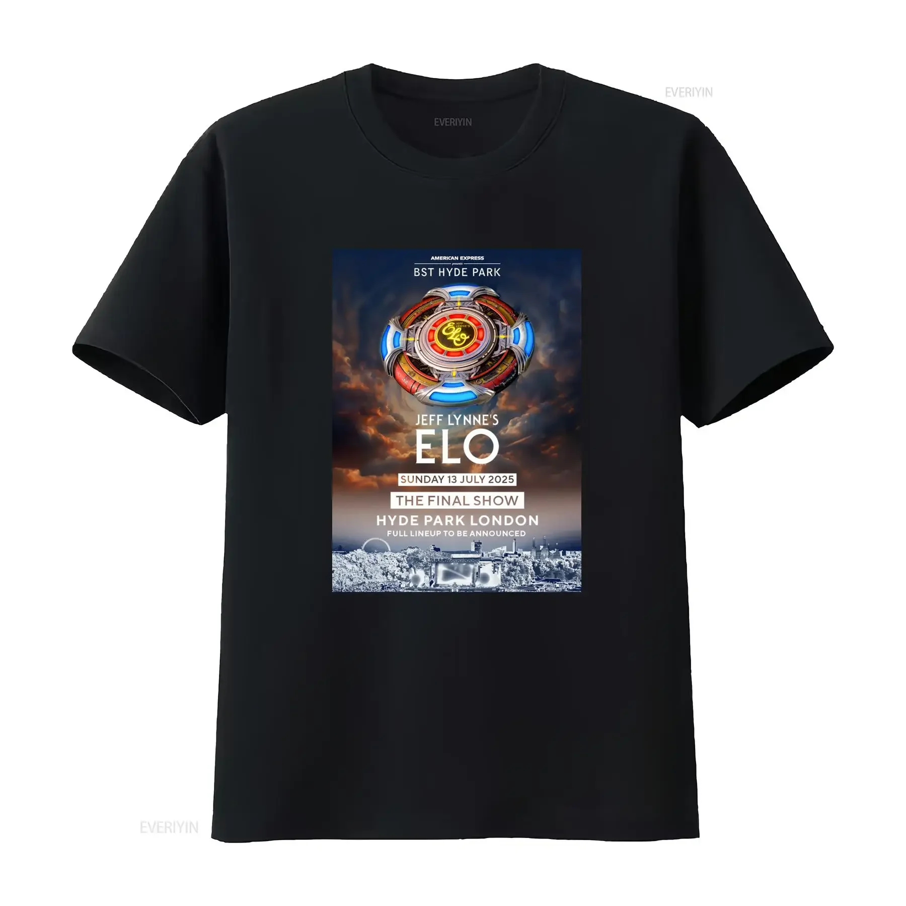 Jeff Lynne's ELO Hyde Park London 2025 Final Show T Shirt for Fans Limited Edition Concert Merch vintage Washed Stretched