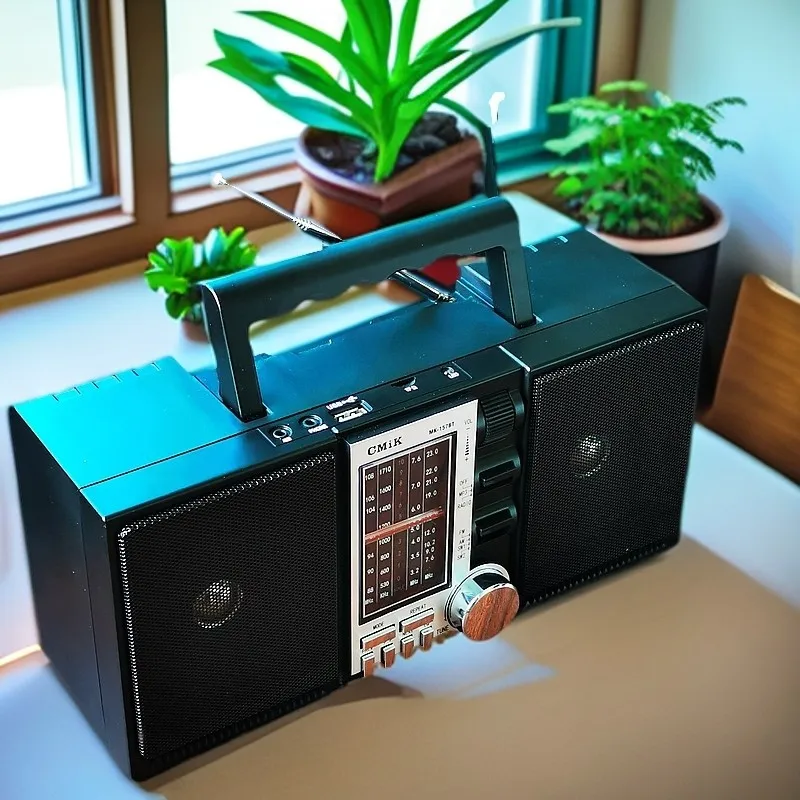 المحمولة الرجعية مزدوجة القرن راديو Boombox سماعة لاسلكية تعمل بالبلوتوث FM/AM/SW راديو ستيريو متعدد الموجات دعم USB TF بطاقة لكبار السن