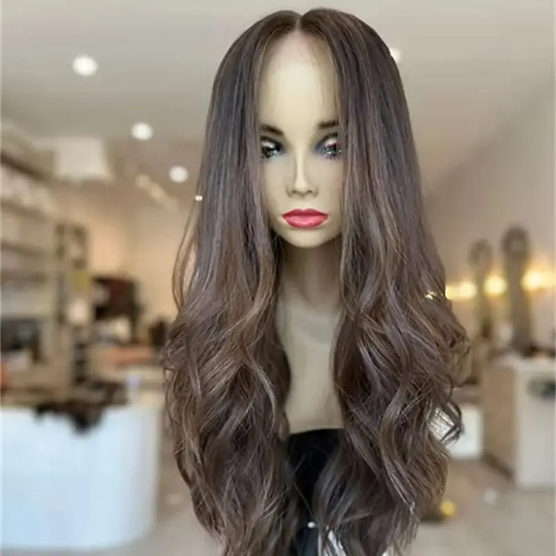 أومبير براون شقراء الاصطناعية HD الدانتيل شعر مستعار أمامي واقعية شعري شعر مستعار طويل موجة طبيعية قبعة صغيرة كبيرة الحجم للنساء الطرف #4