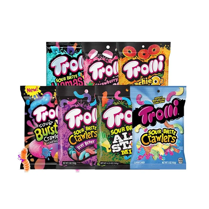 Trolli Sour Brite Llamas Gummi Candy/Sfogli di fragole Caramelle gommose/Sour Brite Crawlers Caramelle gommose 5 once (142 g) * 3 confezioni