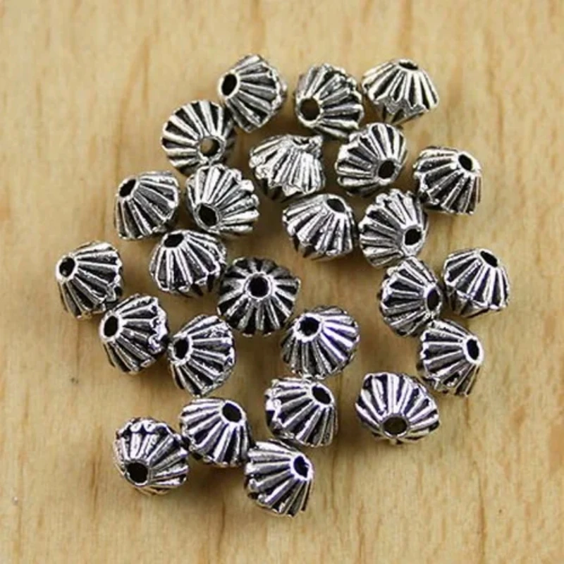 

100pcs 5*4mm Tibetan Silver Color 5mm Long Crafted Round Spacer Beads H0071 Beads for Jewelry Making