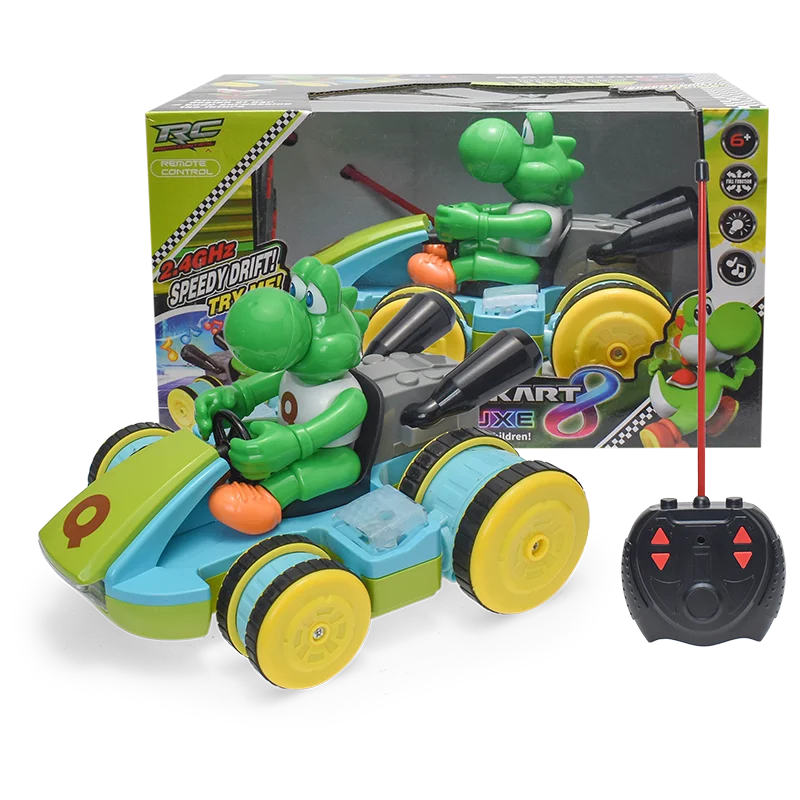 Super Mario Kart Remote Control Car Toys Luigi Yoshi Cartoon Game Figure with Light & Music Interactive Toys for Children Gifts