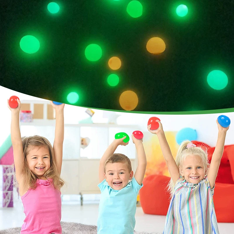 1-4pcs Creative Throwing Sticky Wall Light Ball Toys Squeeze Slow Rebound Decompression Children's Toys High Bounce Squash Gifts