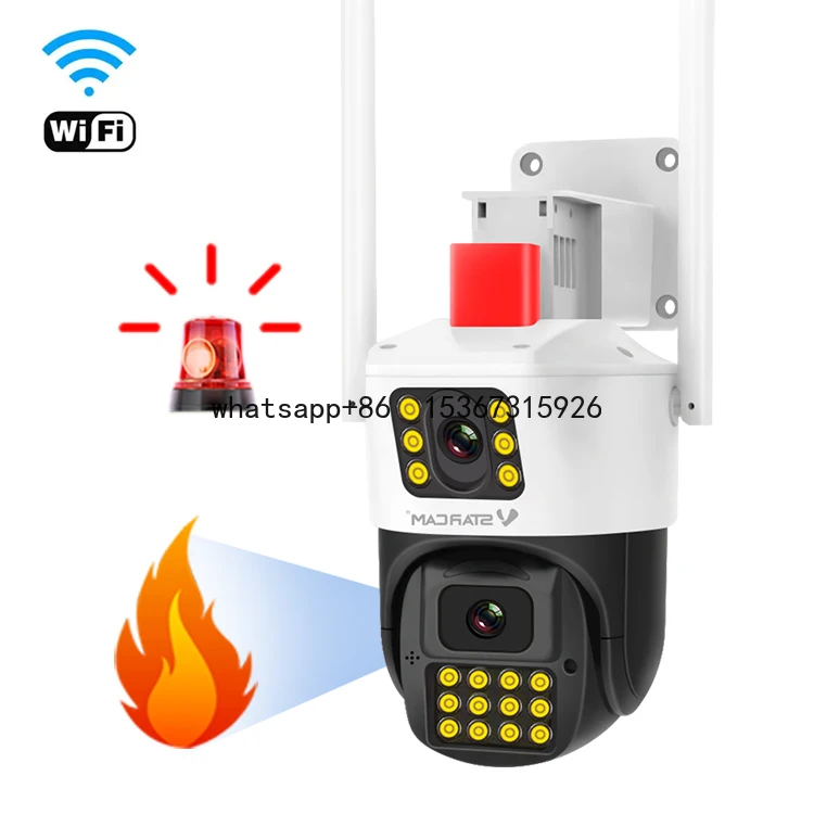 

New Double Lens WiFi Wireless Surveillance Home Flame detection Network Smart IP Ptz Camera Wifi C