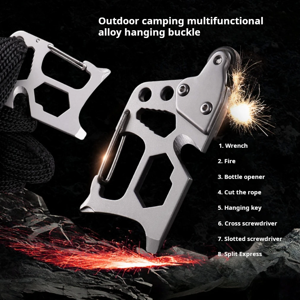 

2025New multifunctional flint mountain climbing buckle sports outdoor mountain camping hardware small tool