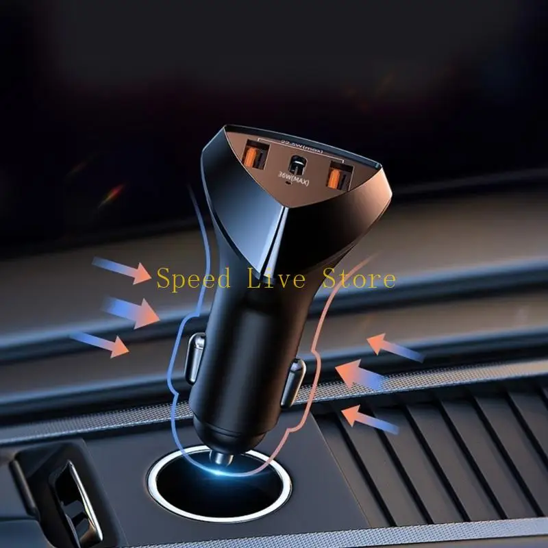 

547C Mini USB Car Adapter Auto Car Phone Fast Charging 3-Port USB Overvoltage Protections