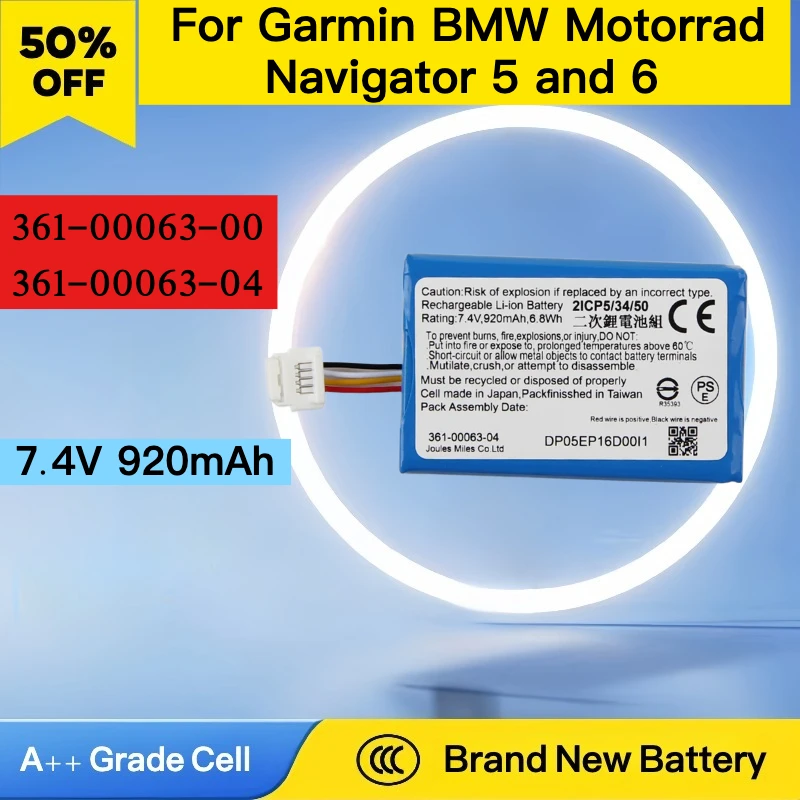 

High Quality 960mAh NEW Replacement Battery 361-00063-00 361-00063-04 For Garmin BMW Motorrad Navigator 5 and 6