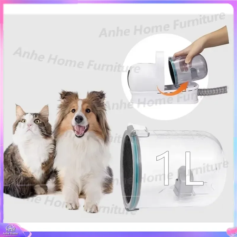 Pet Grooming Vacuum Kit 99 Percent Hair Suction Professional Dog Clippers Trimmer Scissors 7 in 1 Tools Low Noise Cat