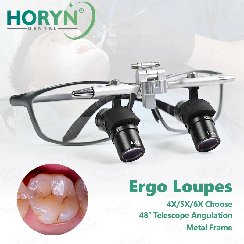 4X/5X/6X Magnifier Dental 48 ° Ergo Optical Loupes Oral Surgery Loupe Glass Prevent Bending Lowering The Head Dentistry Tool