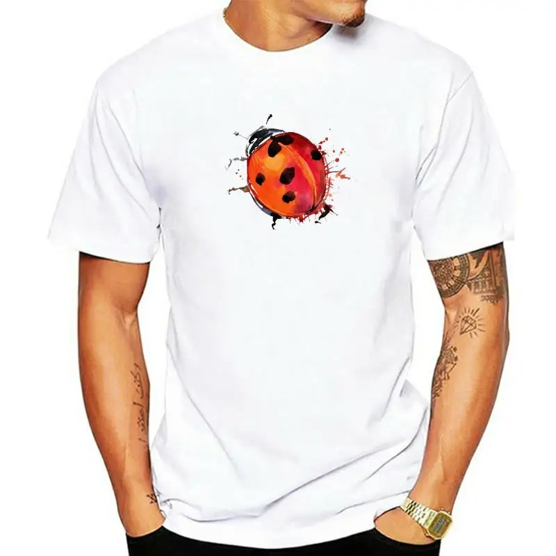 

New design summer Mens short sleeve Colorful Ladybug T-Shirt insect art design white Casual Tops hipster Camisas Tee