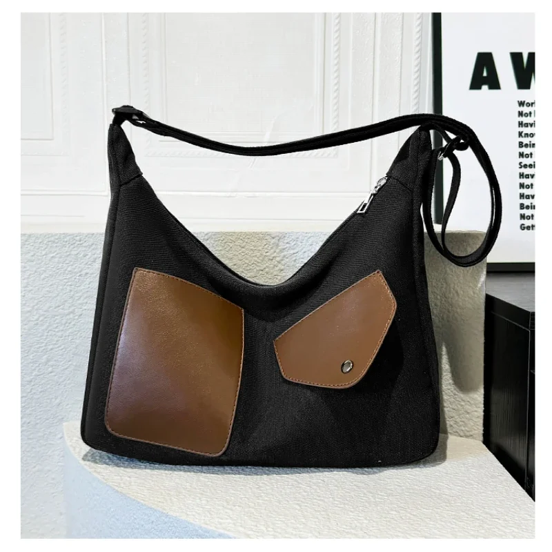 

Лидер продаж 2025, сумка через плечо из искусственной кожи, высокоэстетичная цена, двойной карман на молнии, однотонная модная большая сумка