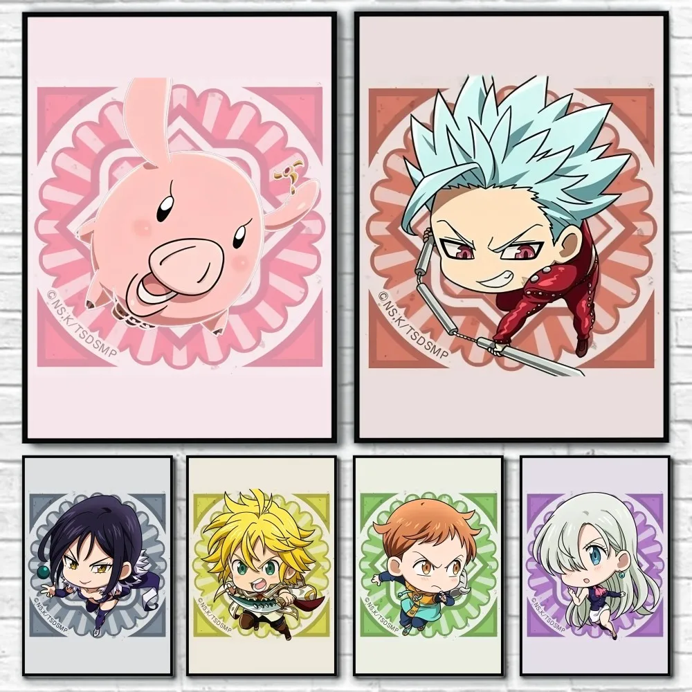 

Cute S-Seven D-Deadly Sins Cartoon Poster Sticky Wall Art Printing Waterproof Home Living Bed Room Bar Hallway Aesthetic Decor