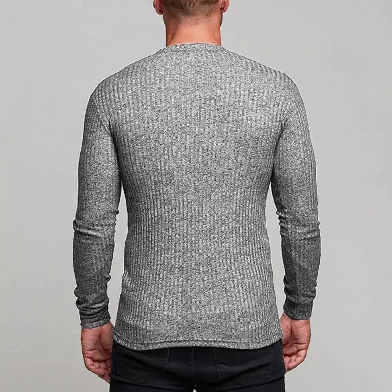 

Новая спортивная осенне-зимняя повседневная мужская футболка S Slim Knit с длинными рукавами для мужчин