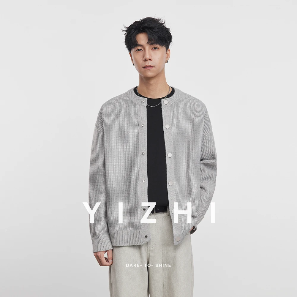 Men's Knitted Cardigan Jacket 2025 Spring and Autumn New Style Solid Color Casual Loose Baseball Jacket Fashion Men's Tops