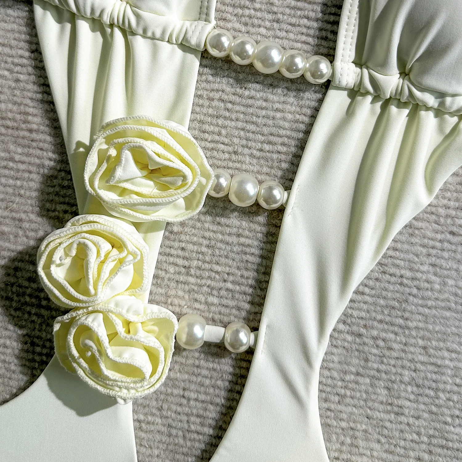 Trajes de baño sexis con cuentas de flores en 3d, bikinis de una pieza con lazo halter, bikinis, trajes de baño, biquini para mujer, trajes de baño tankini