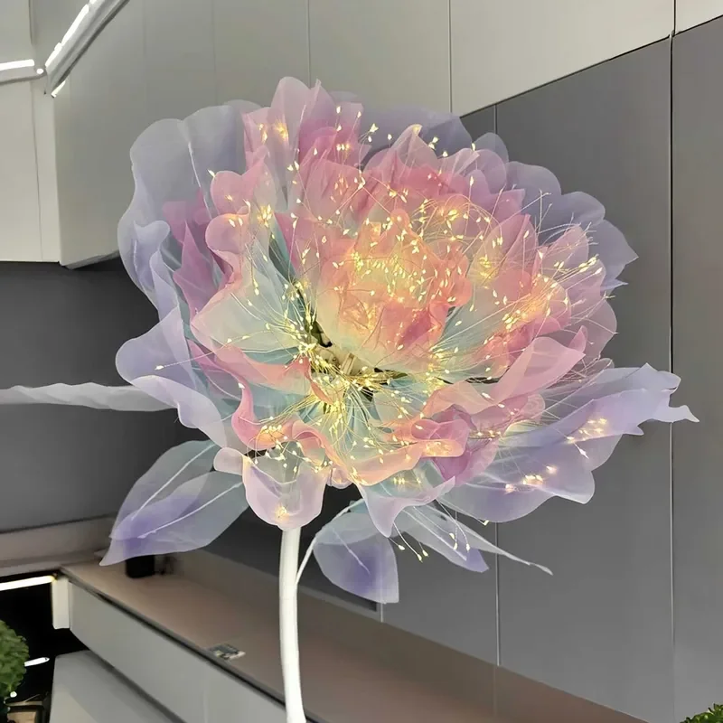 Automatic Mechanical Flower Opening Closing Device Simulated Moving Bloom Electric Induction Decorative Fake Petals for Home