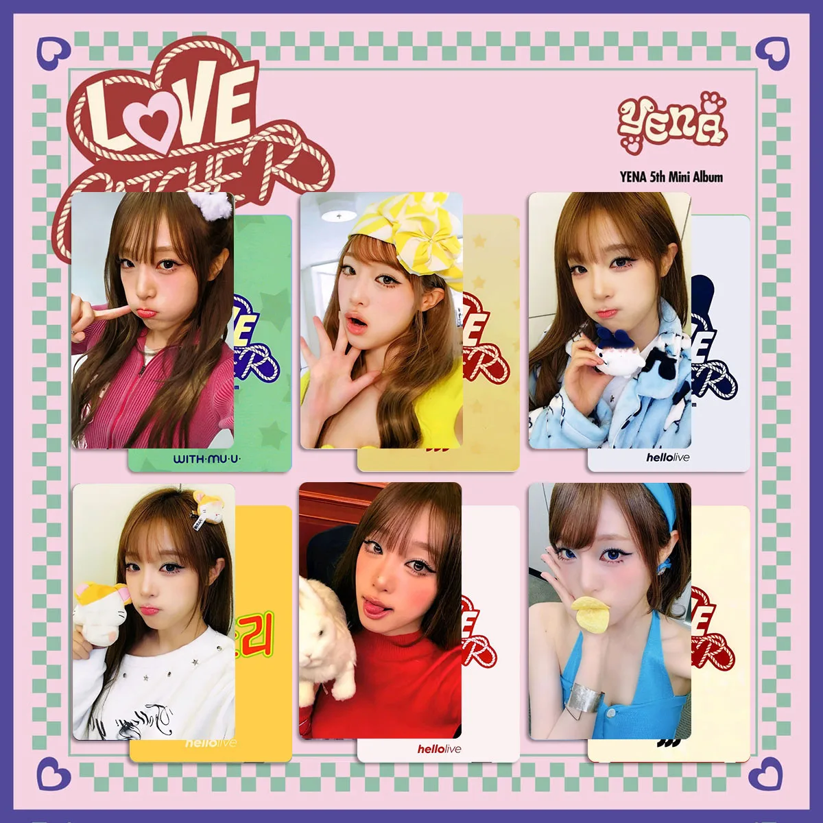 YENA Solo Album LOVE CATCHER Character Props Photocards High Quality INS Style Double Sides Printing Glossy Photocard Fans Gifts