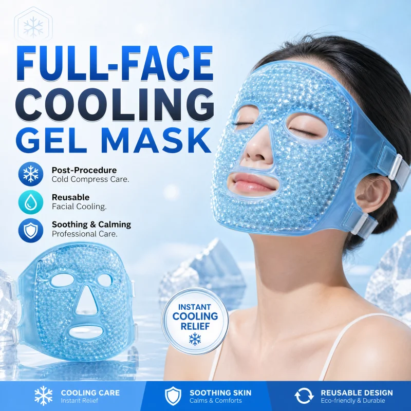 Gel-Kühlmaske für Gesicht und Augen, Heiß-Kalt-Kompresse mit Gel-Perlen, Kältemaske für Gesicht und Augen, Kompressions-Schlafmaske für Gesichts-SPA