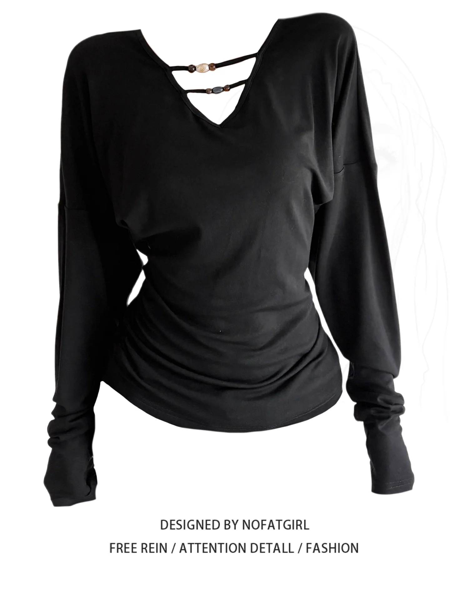 

Новинка: осенний женский топ больших размеров с V-образным вырезом, длинными рукавами, приталенный, с эффектом утягивания талии, декоративными бусинами, романтичный стиль