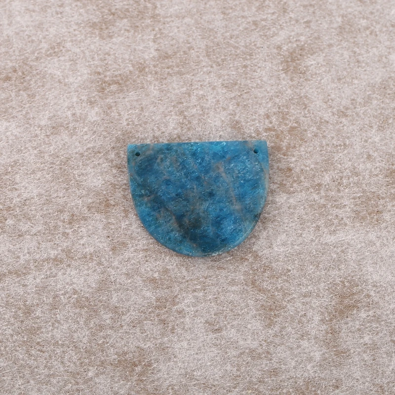 

Натуральный синий апатит ручной работы полукруг кулон бусина с двойными отверстиями 30x25x2 мм 5,1 г для модных ювелирных изделий ожерелье аксессуары