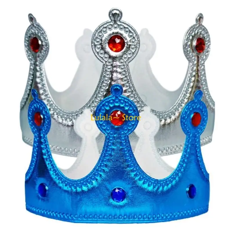 Y4QA King Crowns Kids Birthday Party Hat for MardiGras Halloween Christmas Headwear