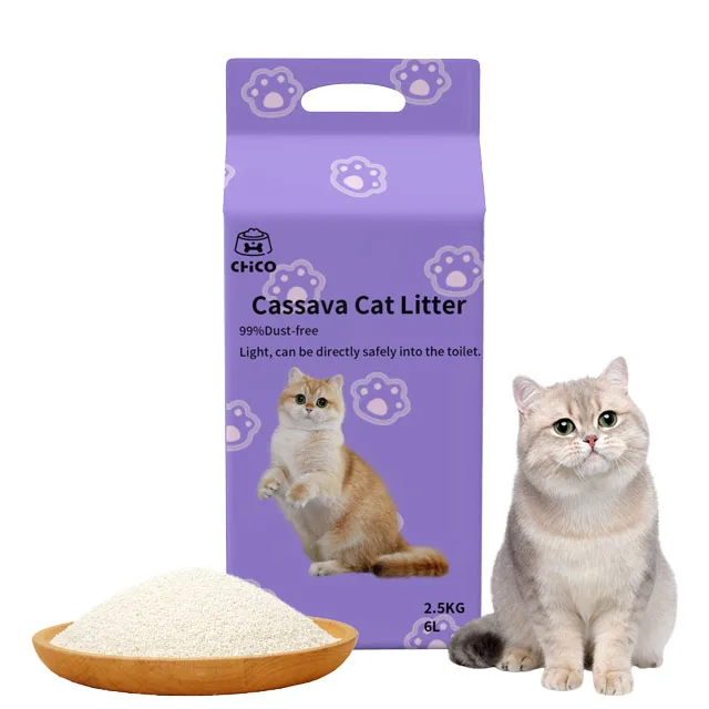 Arena de sílice planta biodegradable productos para mascotas de cristal Oem accesorios para gatos proveedor de mandioca gato para mascotas