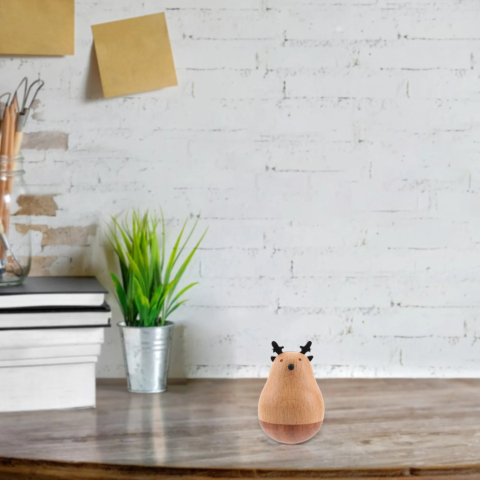 

Wooden Cartoon Animal Tumbler Deer Decorative Craft Desktop Ornament Office Decoration Gift Animal Tumbler Decoration