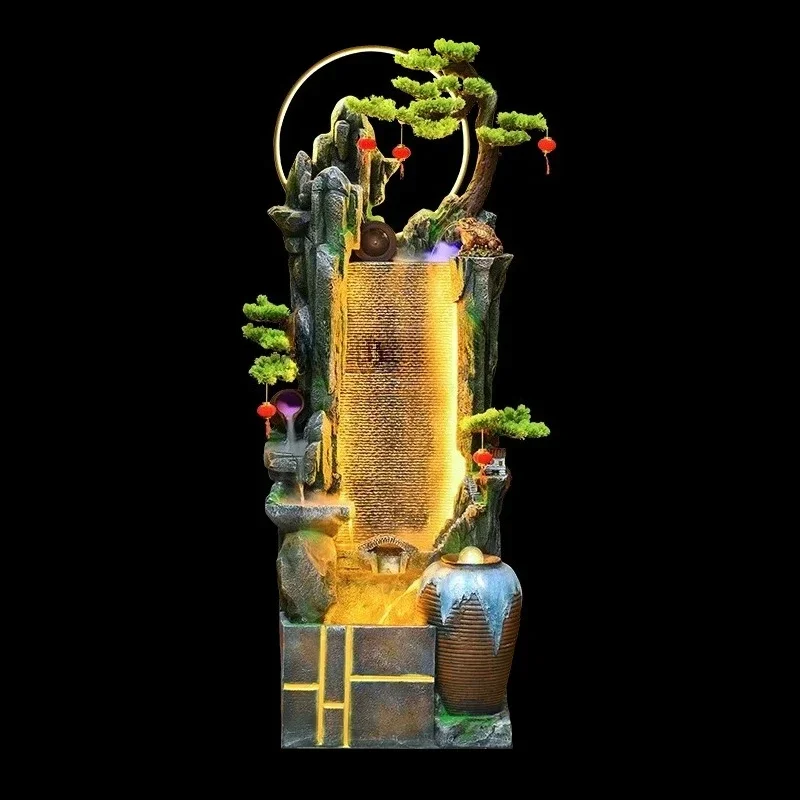 

Напольный декоративный фонтан-горка с водным элементом для гостиной, офиса, балкона: Декоративный ландшафт с имитацией горной местности и текущей воды