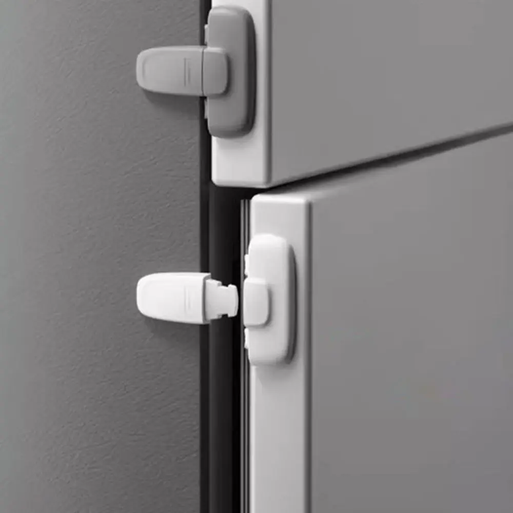 Double Buckle Fridge Lock Door Lock Catch Pinching Protection Refrigerator Lock Child Safety Accident Prevention