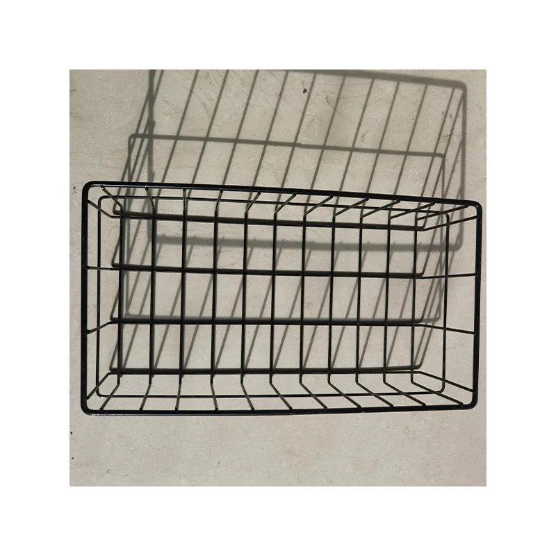 Black minimalist ins mesh iron storage and organization basket for home, living room, desktop, bathroom, fruit items storage bas