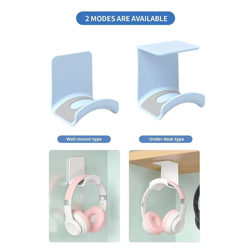 Universal Headphone Stand Adhensive Plastic Wall Mount Headset Under Desk Rack Holder Support For Gaming Earphone Bracket