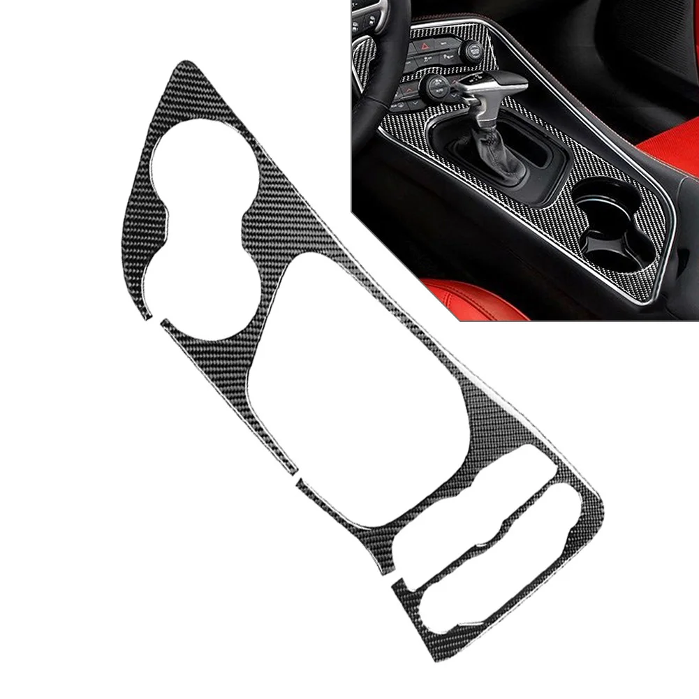 Left Interior Accessories Panel Frame Gear Shift Panel Cover 1Pc For Dodge Challenger 15-2024 Carbon Epoxy Coating Soft Black