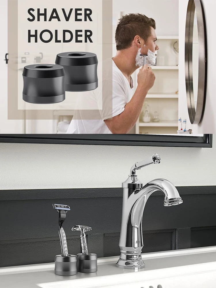 Sicherheitsrasierständer, Aluminiumlegierung Herren-Rasierständer für Badezimmer-Arbeitsplatten, Metallständer für manuelle Herren-Bartschneider – Detail 1