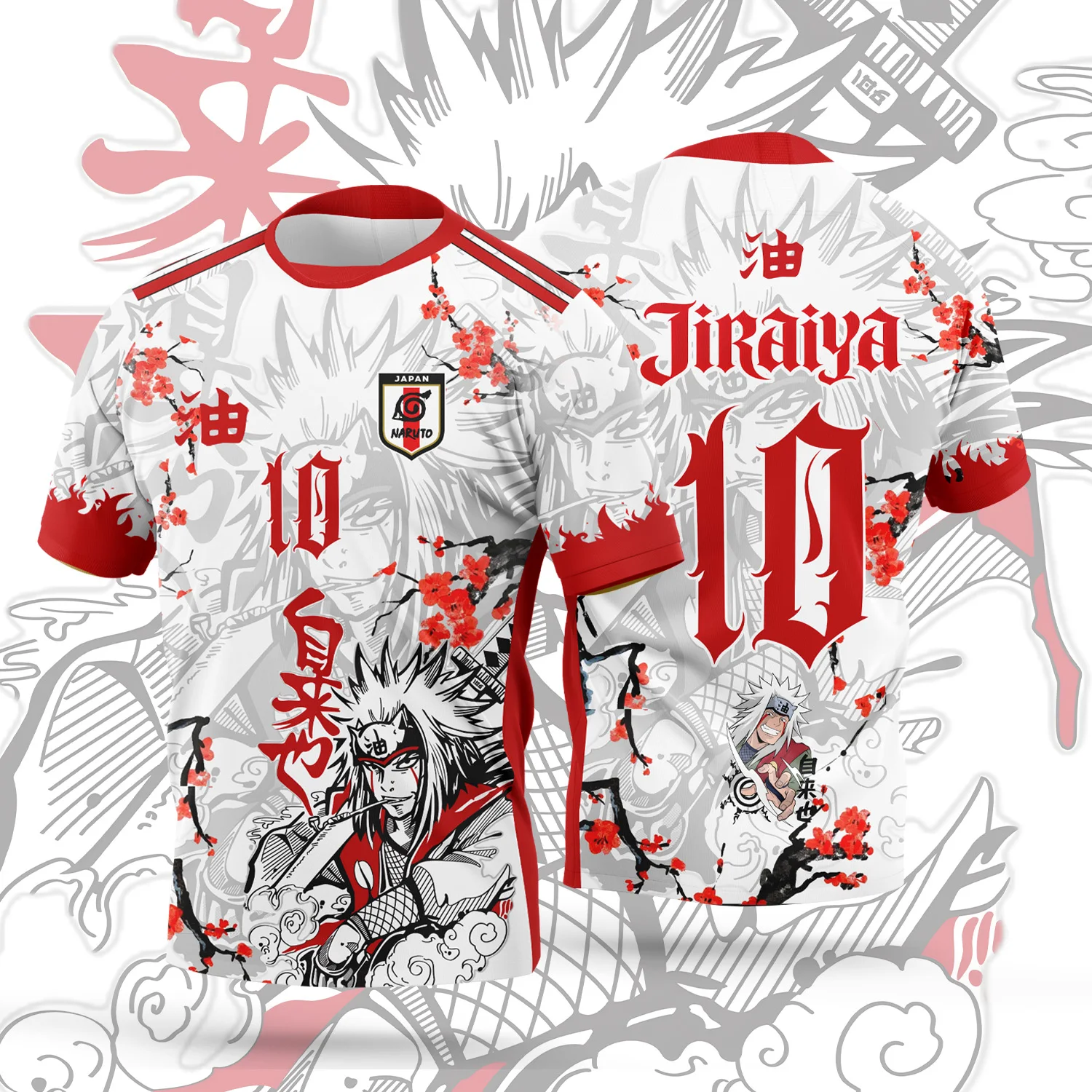 2026 New Anime Naruto Jiraiya Japanese Style Jersey - Summer Sports T-Shirt for Anime Lovers, Men and Women