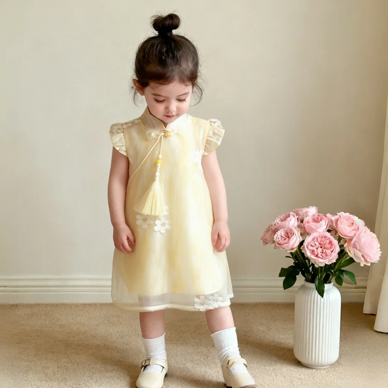 

Новое летнее платье для маленьких девочек, китайский Cheongsam, милая детская одежда Hanfu для маленьких девочек от 6 месяцев до 3 лет)