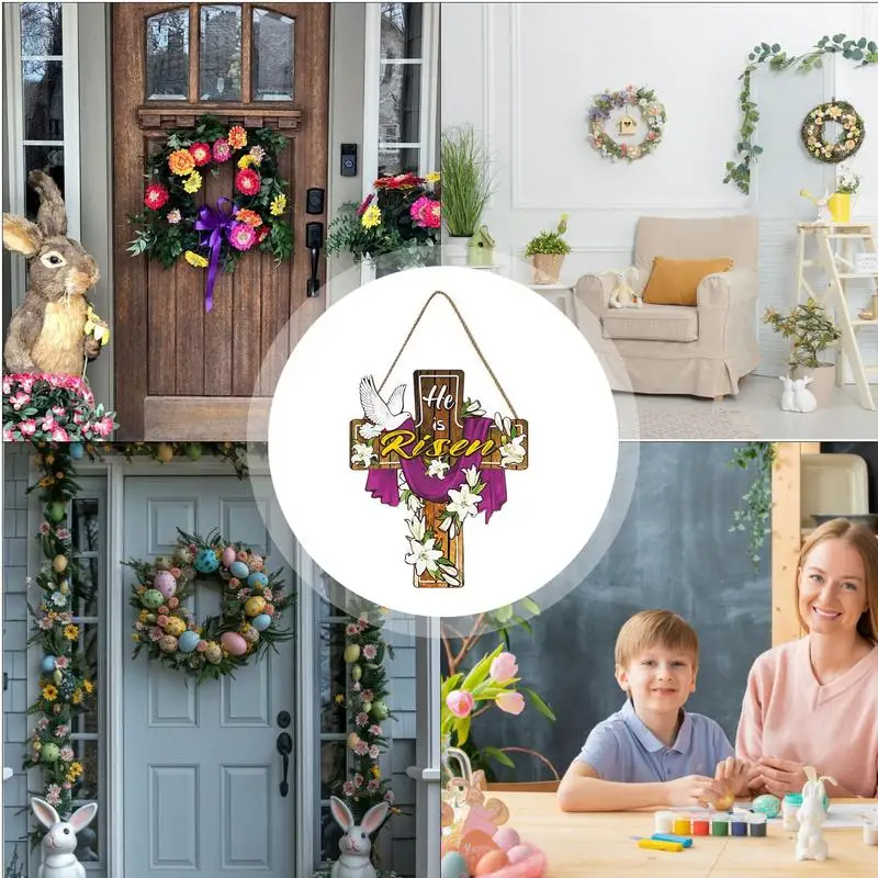 Porta de páscoa sinal de boas-vindas decoração de madeira porta sinal de boas-vindas fazenda sala estar ornamento sazonal decoração floral cena adereços