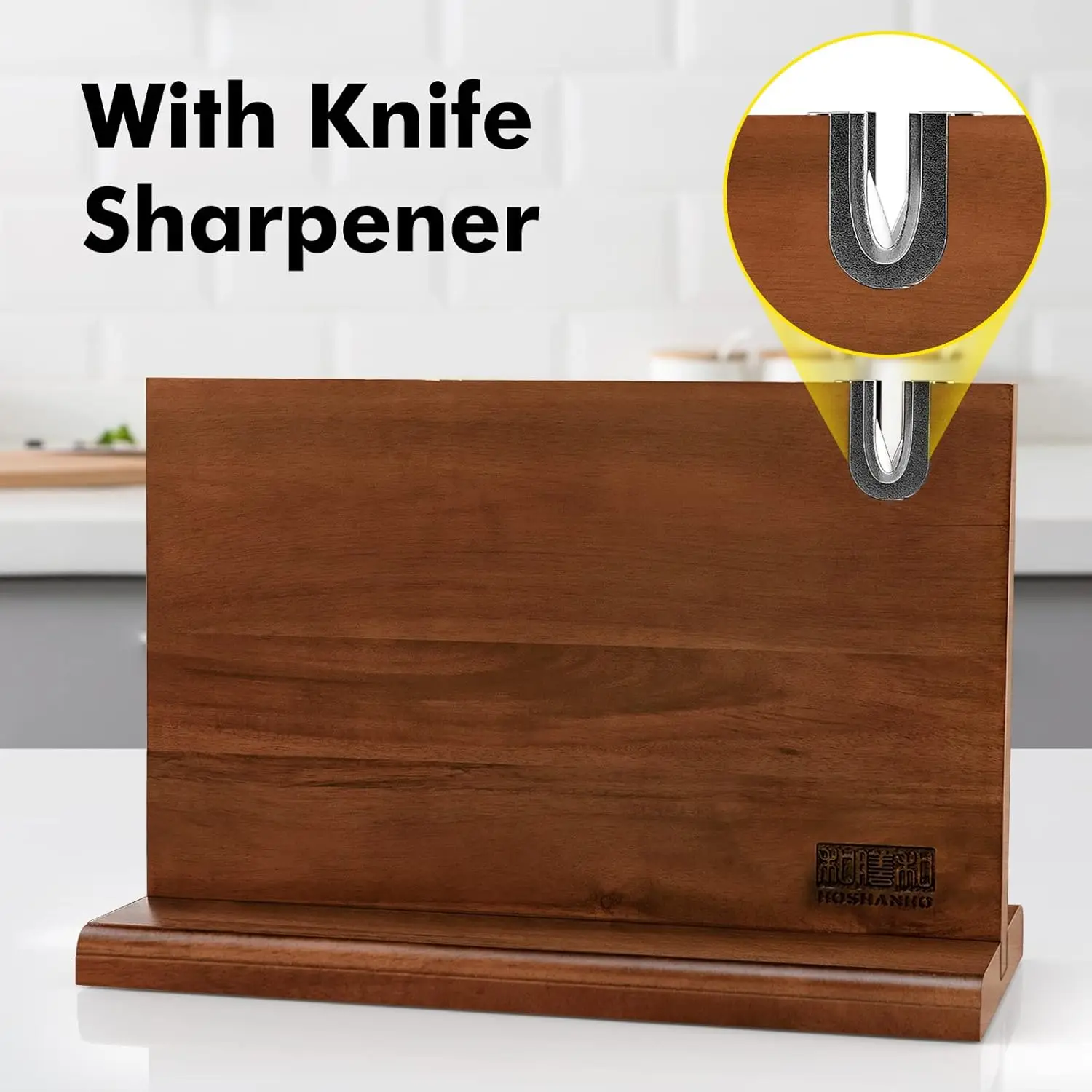 

Magnetic Knife Block 14 X 10 Inches, Double Sided Magnetic Knife Holder Rack For Kitchen Counter, Acacia Wood Magnetic Knife